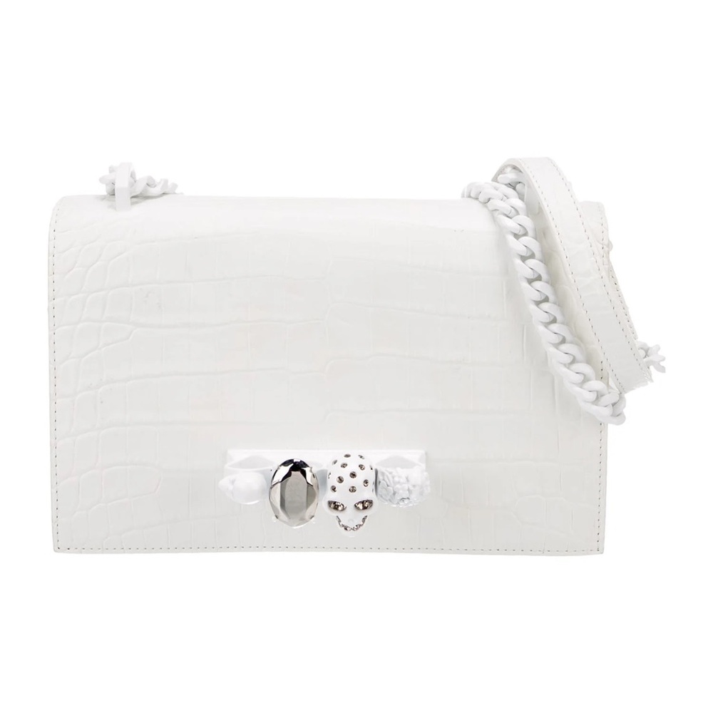 Alexander McQueen White Crossbody Bag with Skull Detail